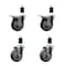 Service Caster 4'' SS Thermoplastic Rubber Swivel 1-1/2'' Expanding Stem Caster Set 2 Total Lock Brakes, 4PK SCC-SSEXTTL20S414-TPRB-2-S-2-112 - alternate 1